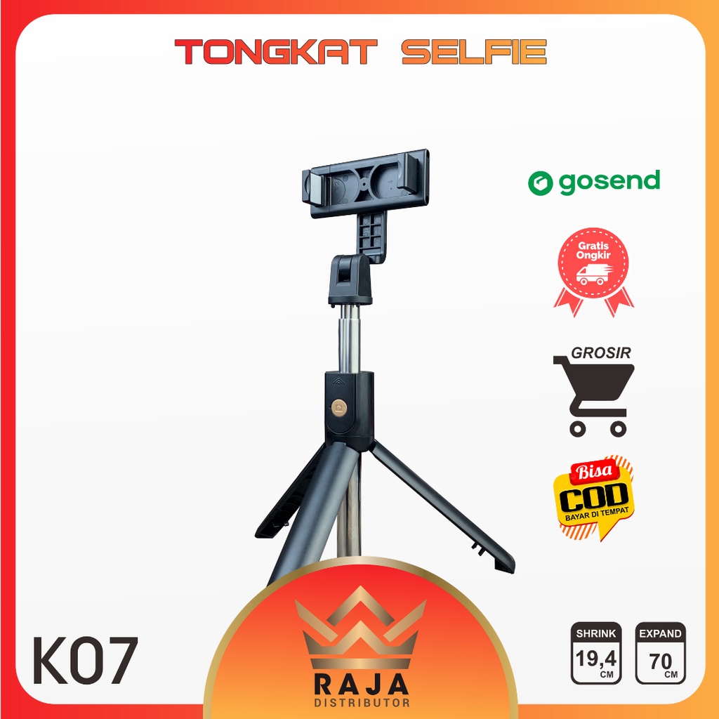 Tripod Tongsis Selfie K07 Tongsis Bluetooth Remote Control Aluminium K07 (BISA COD)