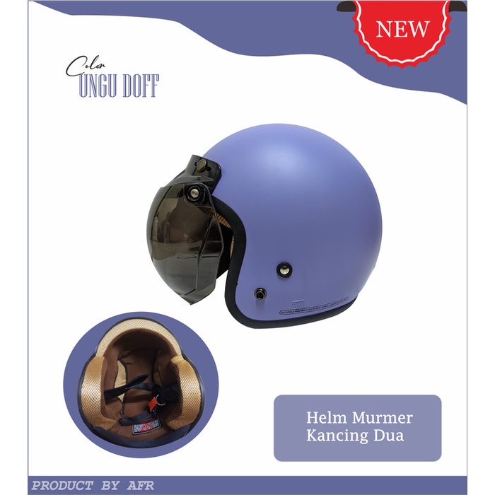 HELM BOGO RETRO POLOS MURAH DEWASA SNI KANCING 2 - UNGU DOFF, HELM TANPA KACA