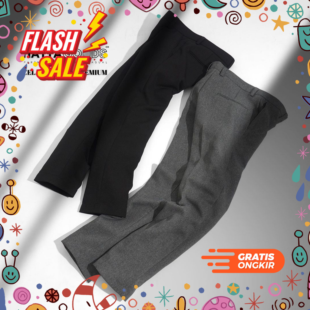 MEGASALE / HATTA GOODS - Celana Bahan Formal Pria Slim Fit / Slimfit Trousers Smart Casual Long Pant