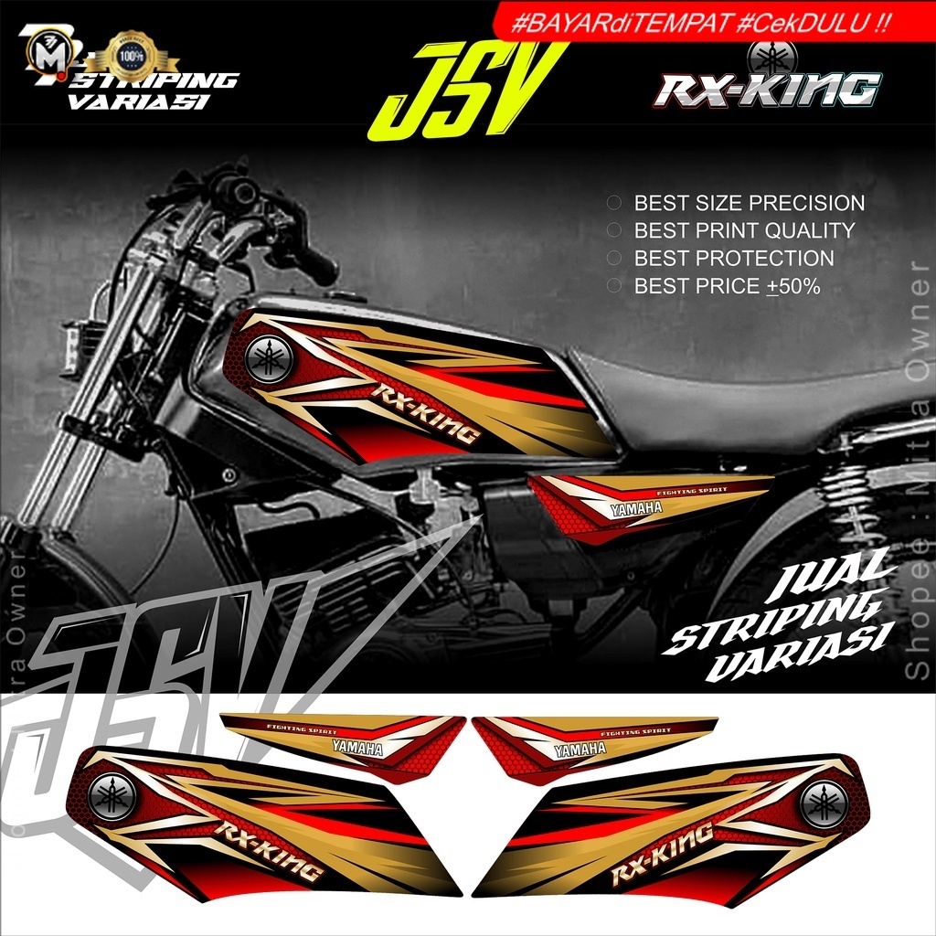 Stiker Motor YAMAHA RX KING New Variasi EAGLE Striping Sticker Lis Aksesoris Original Cobra Carbon R