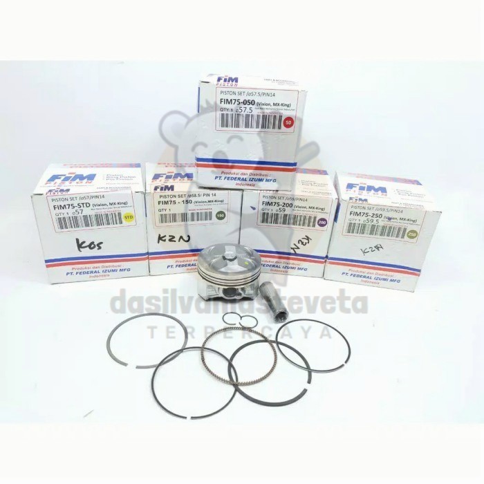 Piston kit fim 75 vixion mx king r15 nmax aerox 57 58 58.5 59 60 pen14 - os 200 59 mm