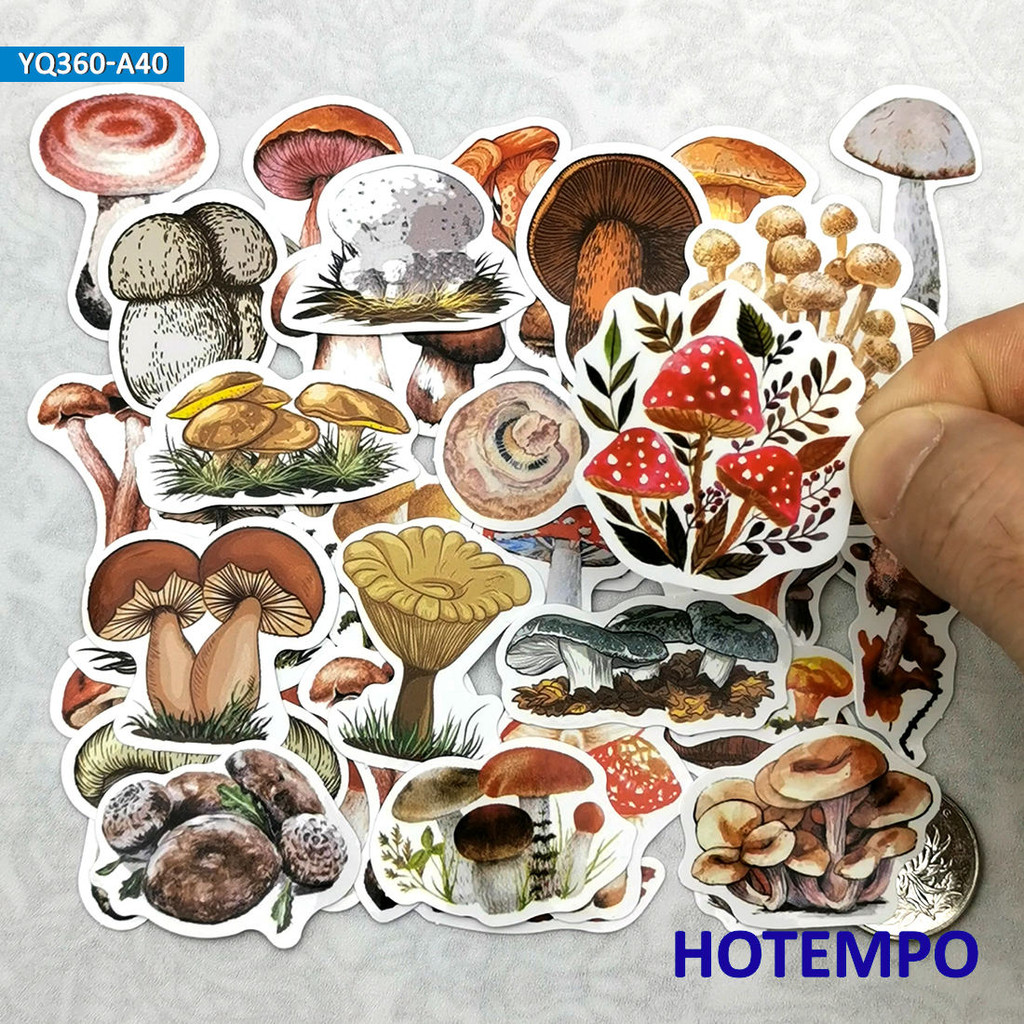 

40PCS Cute Freehand Style Mushroom Fungus Travel Mini Diary Stickers for Scrapbook Journal Luggage Cup Phone Laptop Sticker Toys