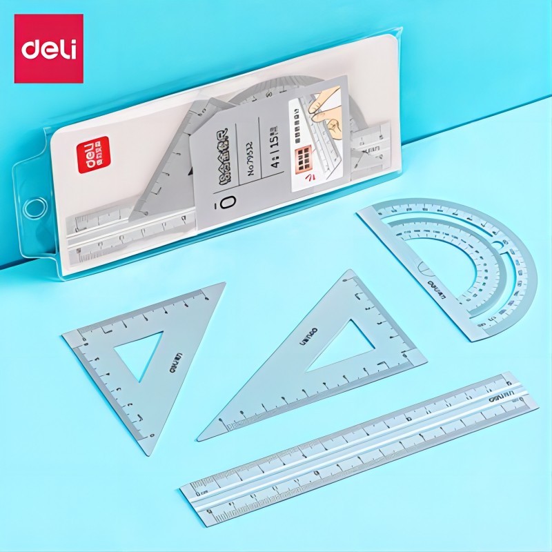

Deli Student Stationery Set,Triangle Ruler,Straight Ruler,Grid Ruler,Angle Measuring Tool,Aluminum Alloy Material（4Pcs/Set）