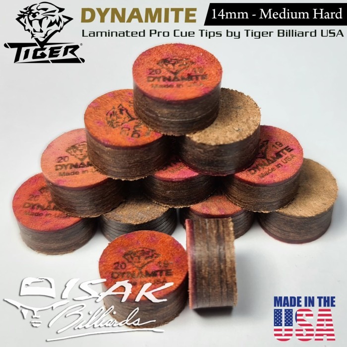Dynamite Cue Tip by Tiger USA - 14 mm Layer Kepala Stick Billiard Pool