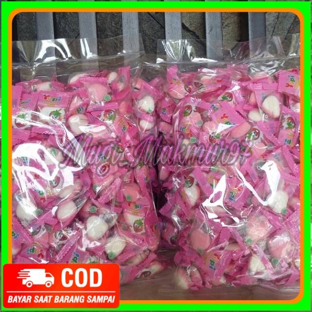 

Permen yupi 1 kilogram strawberry kiss dan frutty puff