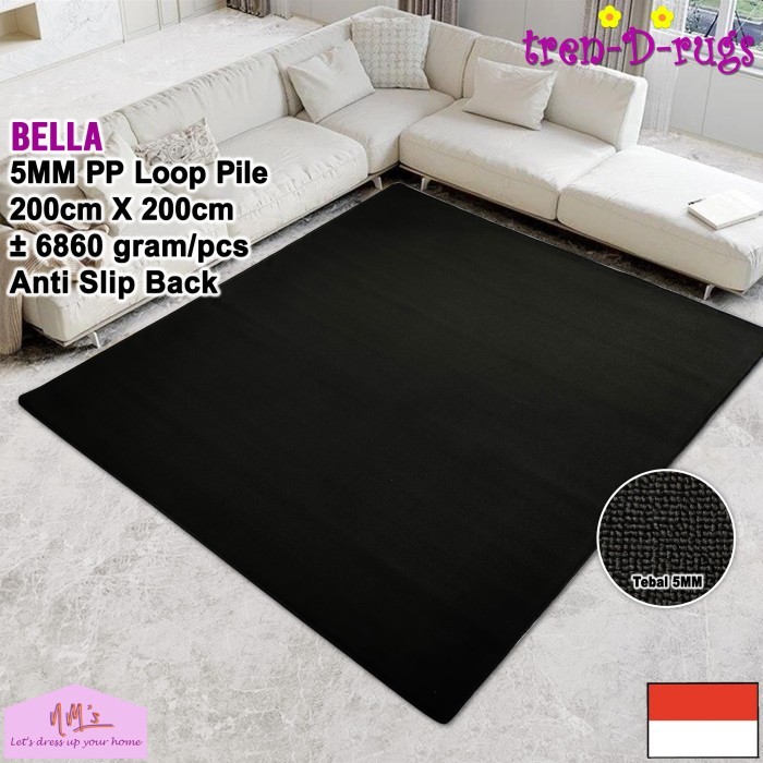 "E.SYO" - TERBARU Tren-D-rugs karpet permadani polos alas kasur ruang tamu 200x200 NMs - Black Gel B