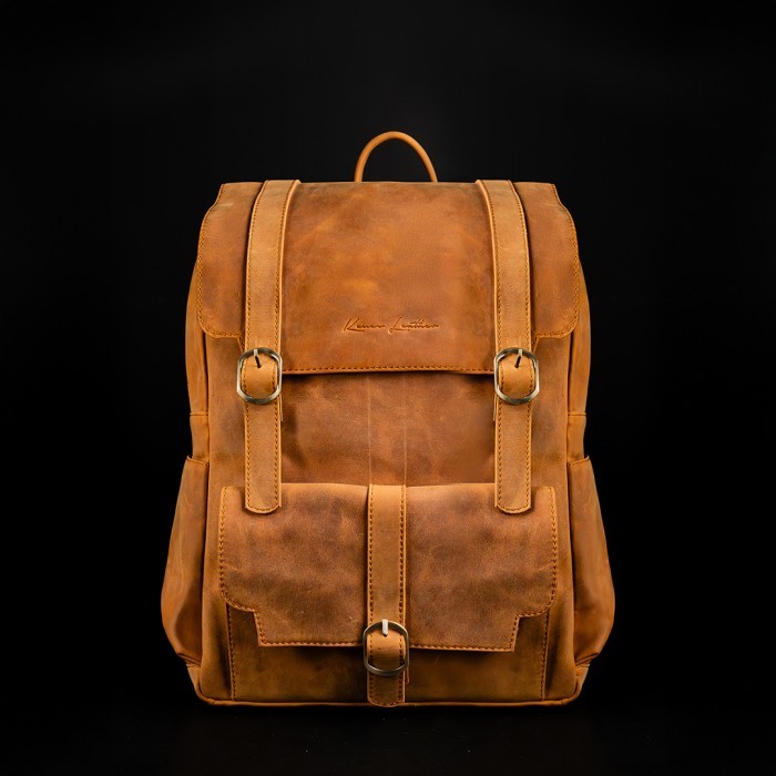 "E.SYO" - SALE Kenes Leather Tas Ransel Pria Kulit Asli Backpack ARTHUR - Free Grafir Nama - Cheznut