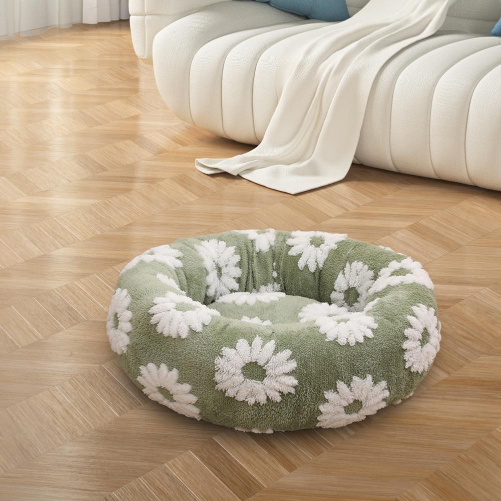 Pet Nest for Cats Plush Round Donut Cat Nest Dog Cushion Bed Set Cozy Pet Bed with Anti-slip Bottom 