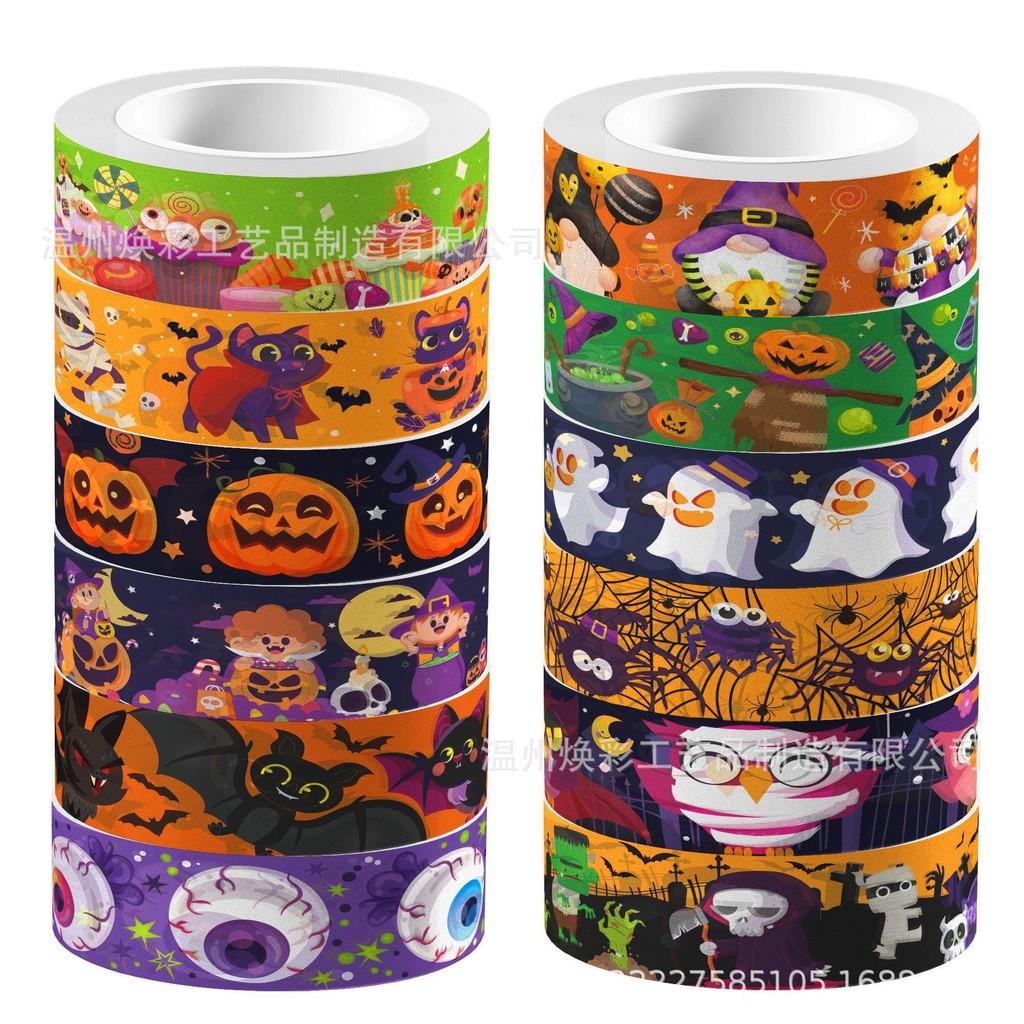 

Halloween Pumpkin Transparent Roll Sticker and Paper Tape DIY Handbook Material Washi Tape Stationary Supplies organizer