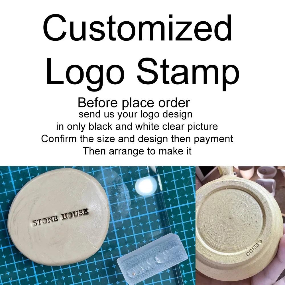

Customized Pottery Stamp Seal Embossed LOGO Brand Words Soap Lettering Stamps Polymer Clay Ceramic Acrylic Stamp Block Engraved
