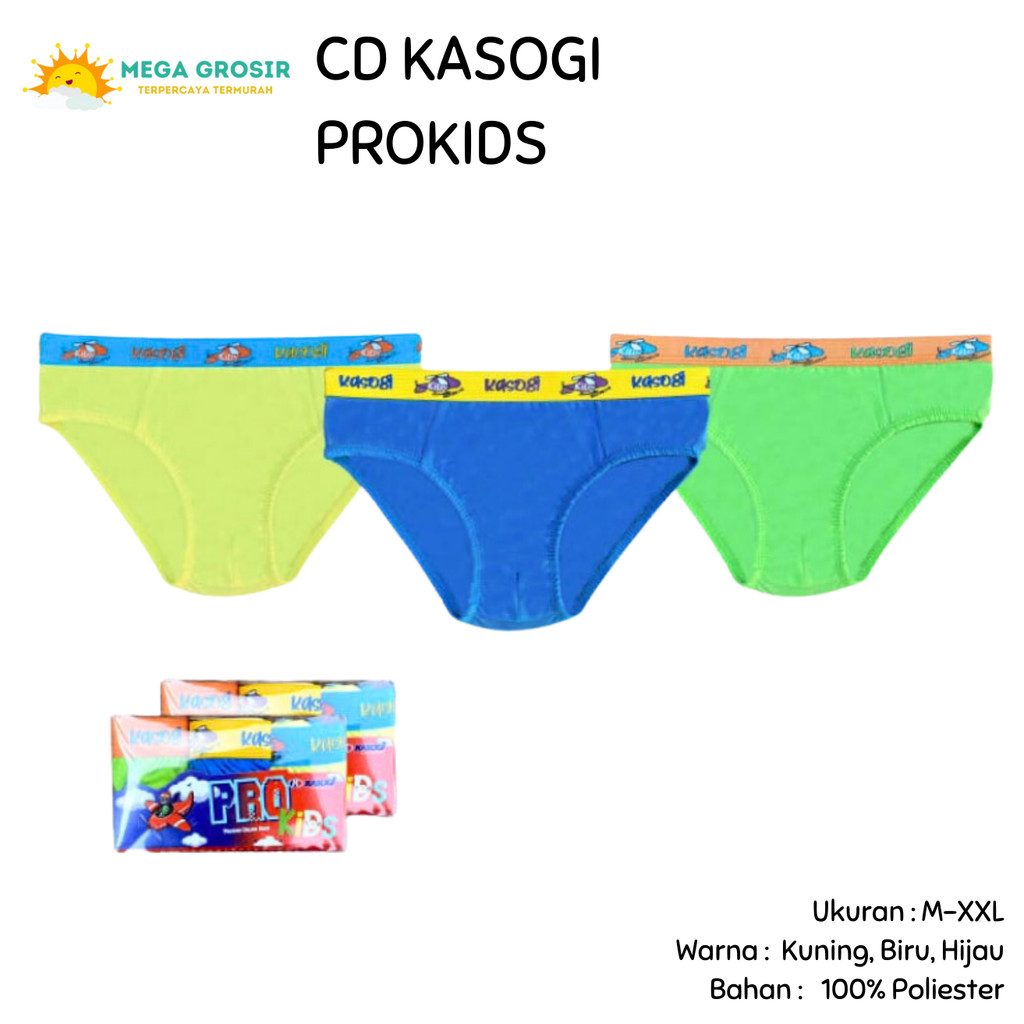 [ISI 3] CD Anak KASOGI PRO KIDS Pinggang Karet Melar / Celana Dalam PRO KIDS Polos