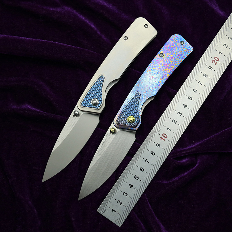 LEMIFSHE RattleSnake titanium handle m390 blade folding knife pocket survival EDC tool camping hunti