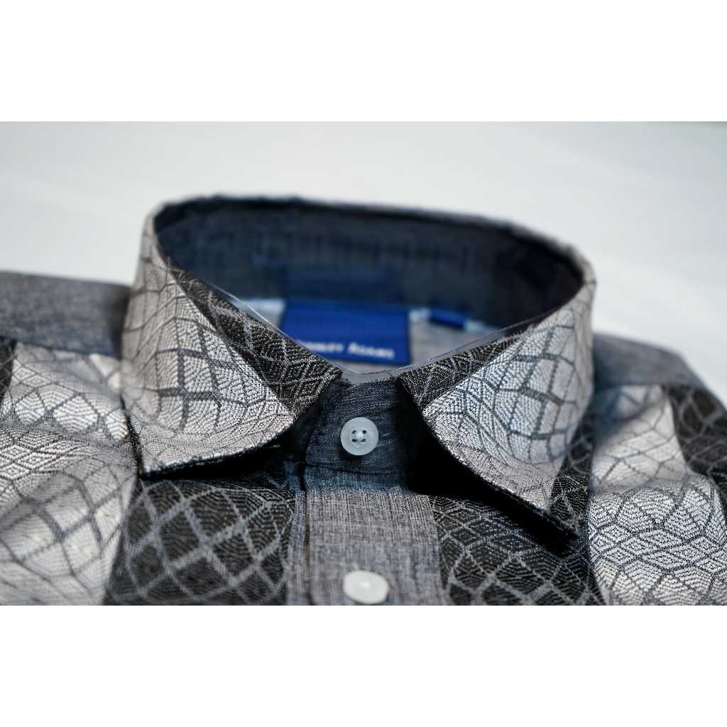 Stanley Adams Baju Muslim Kemeja Koko Pria Reguler Fit Lengan Pendek Abu Motif | Baju koko Pria