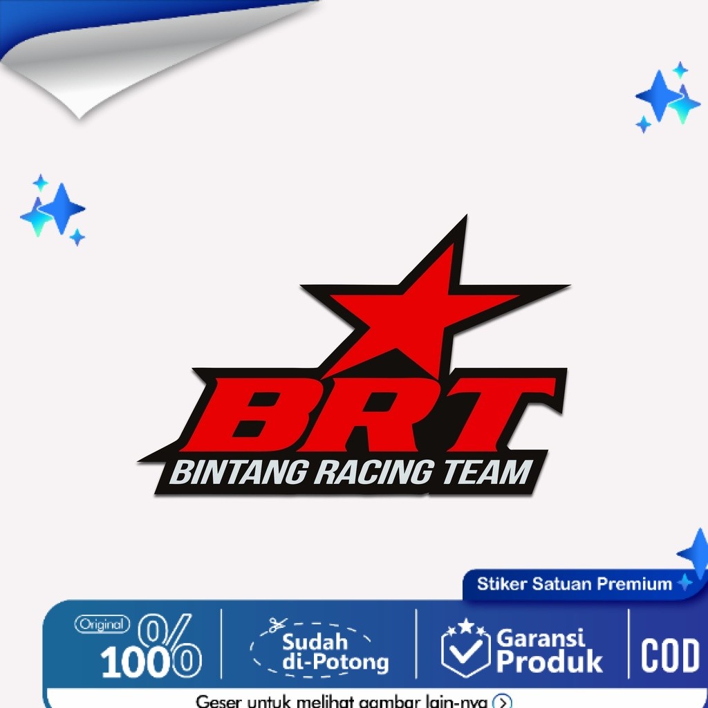 Stiker BRT Bintang Racing Team Laminasi Glossy 7cm Sticker Racing Motor