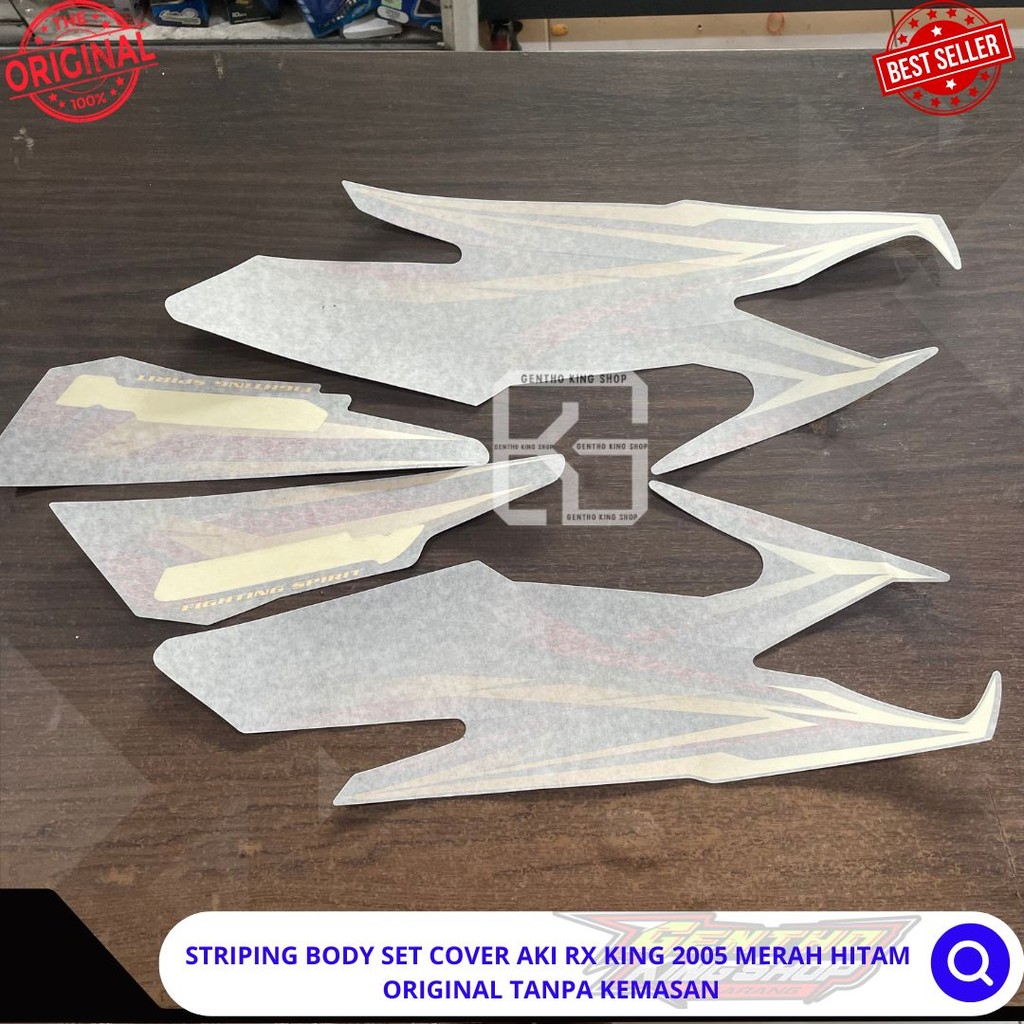 STRIPING BODY SET COVER AKI RX KING 2005 MERAH HITAM  ORIGINAL TANPA KEMASAN
