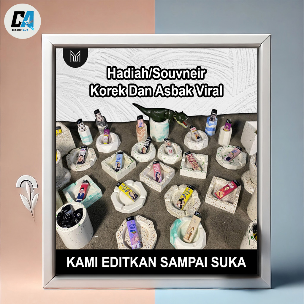 Asbak & Korek Cricket Custom Foto – Hadiah/Souvenir Viral Tanpa Minimal Order