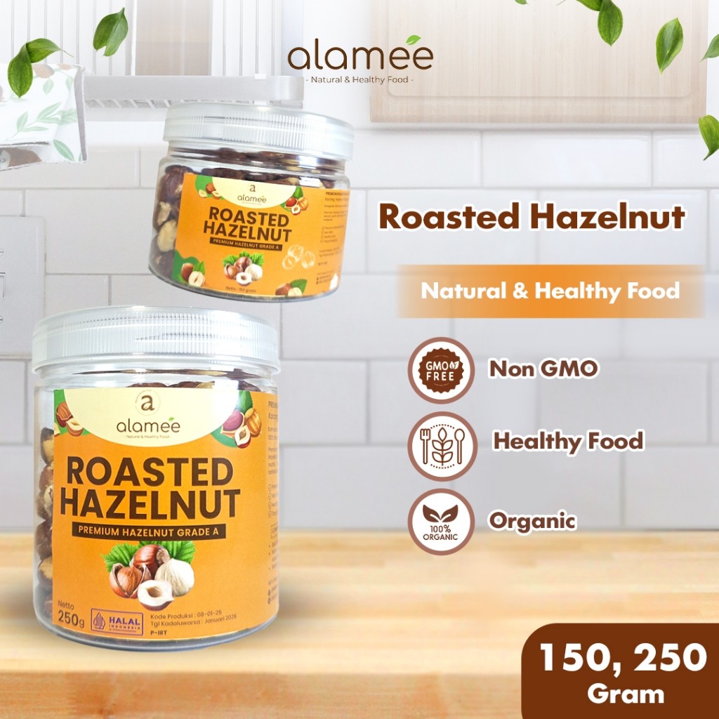 

ALAMEE Kacang Hazelnut Panggang Hazelnut Roasted Cemilan Sehat Rendah Kalori Kacang Kemiri 250gr
