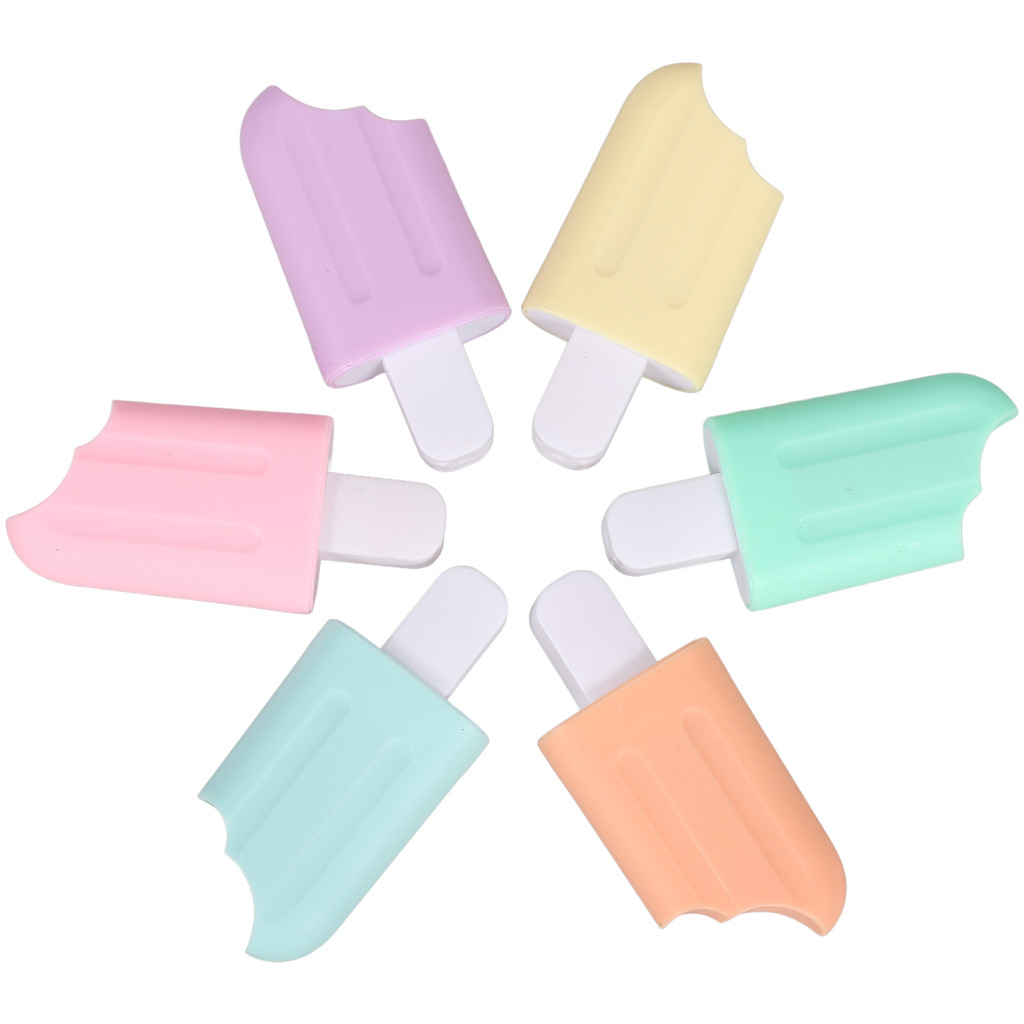 

6 Pcs Fluorescent Marker Pen Highlighters Lovely Small Ice Cream Shape Kawaii Student