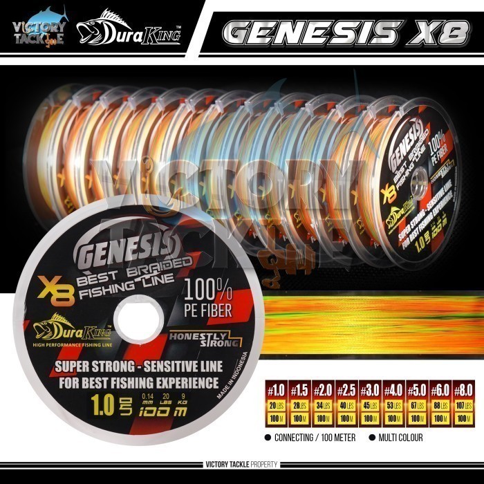 Benang PE Duraking Genesis - Multi Color, PE1.5 28LBS