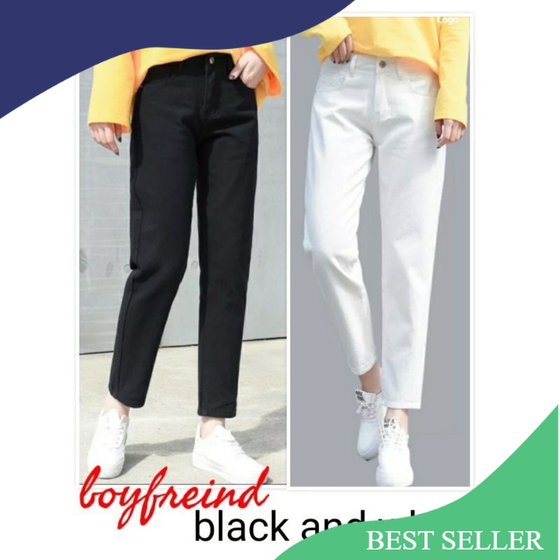 Boyfriend Jeans Putih 27-40 / Boyfriend Jeans Hitam / Boyfriend Jeans Jumbo/ Spesial