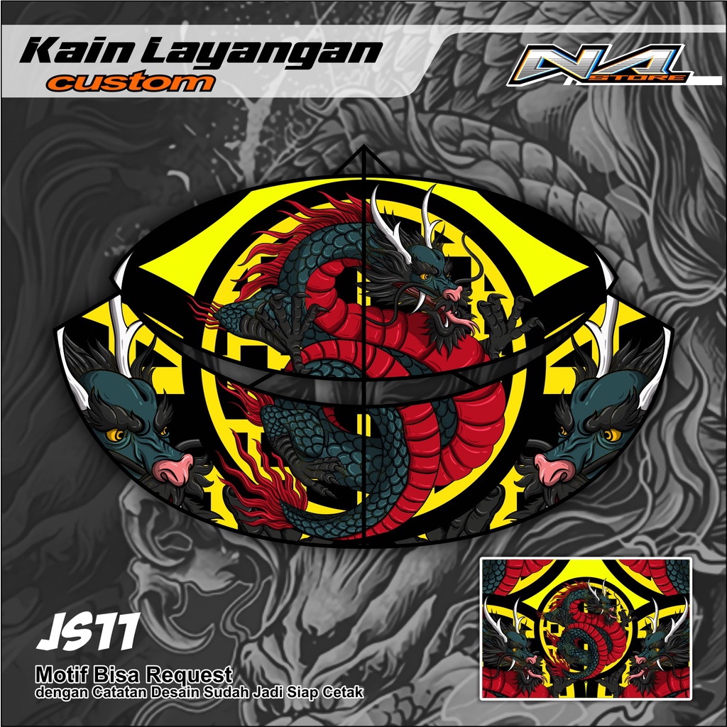 Sampul Kain Layangan Motif Custom Full Printing Bahan Satin Peles High Quality Bisa Request