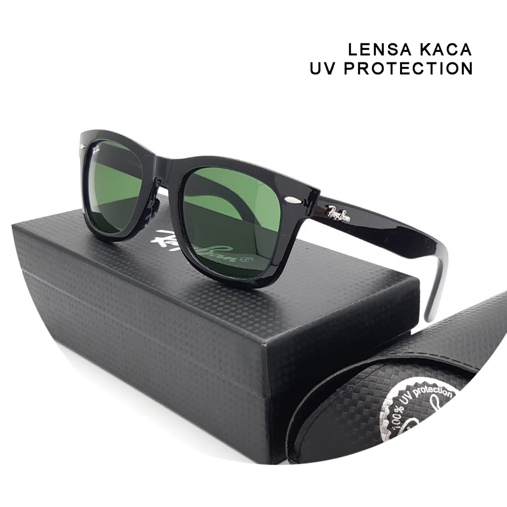 Promo MODEL KACAMATA PRIA LENSA KACA UNISEX TERBARU RB 3588  - KACAMATA HITAM GAYA - SUNGLASS KACA M