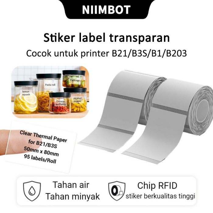 

IIMBOT B21 B1 Transparent Label Printing Paper - Clear-4949mm