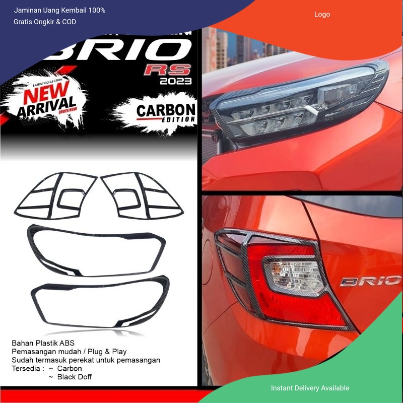 Paket garnish lampu carbon All new brio 2023. Variasi mobil