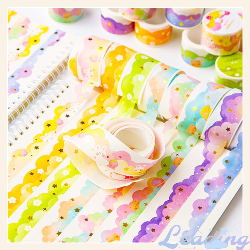 

Stiker DIY Bahan Pita Kertas Pola Kartun Bronzing Dekoratif Gulungan-Le