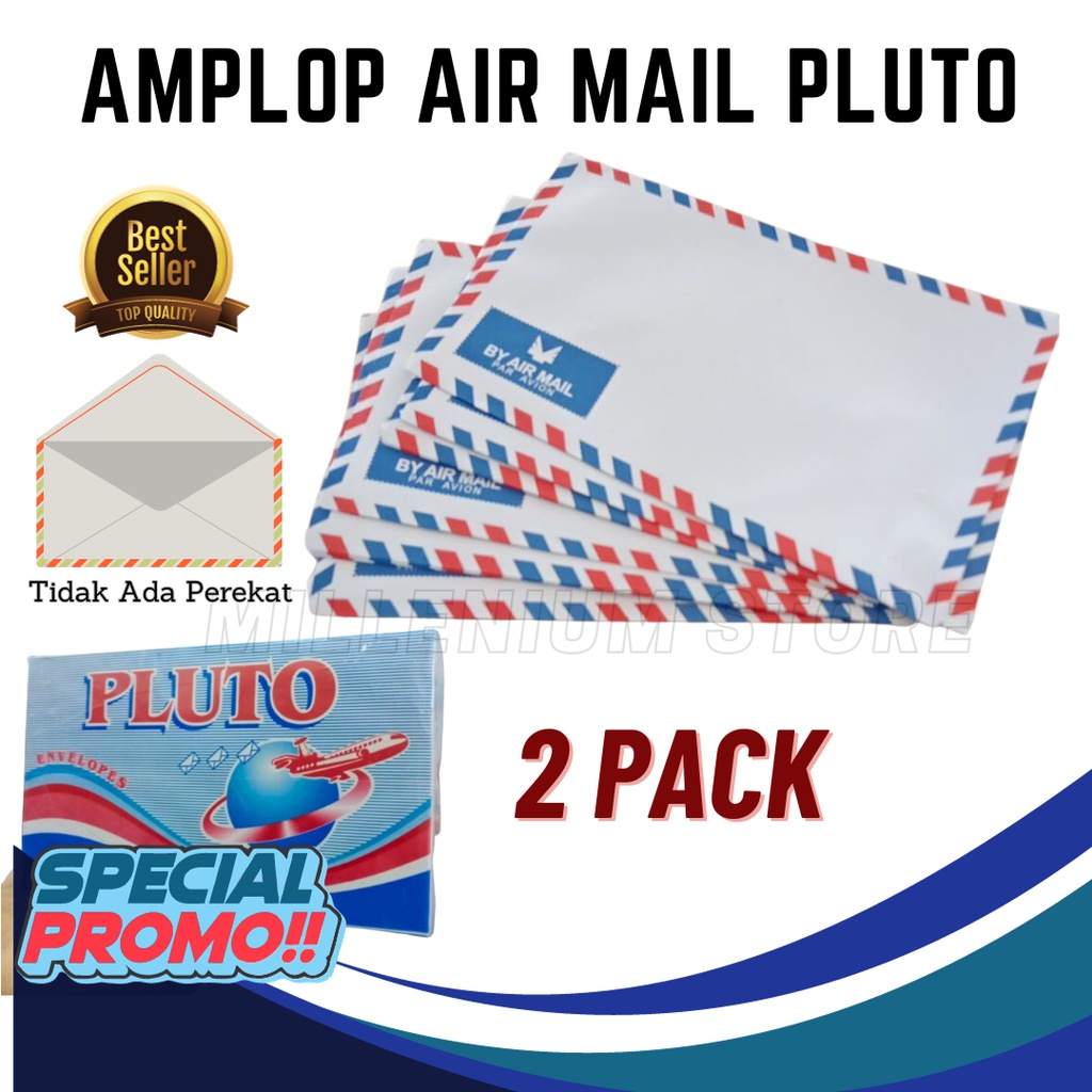 

2 Pak Amplop Surat Putih Garis Merah / Amplop Air Mail Ekonomis 50 Pcs Perpack / Amplop Banker 104 / Amplop Pluto / Bisa Bayar Di Tempat / Toko1_Gemilang