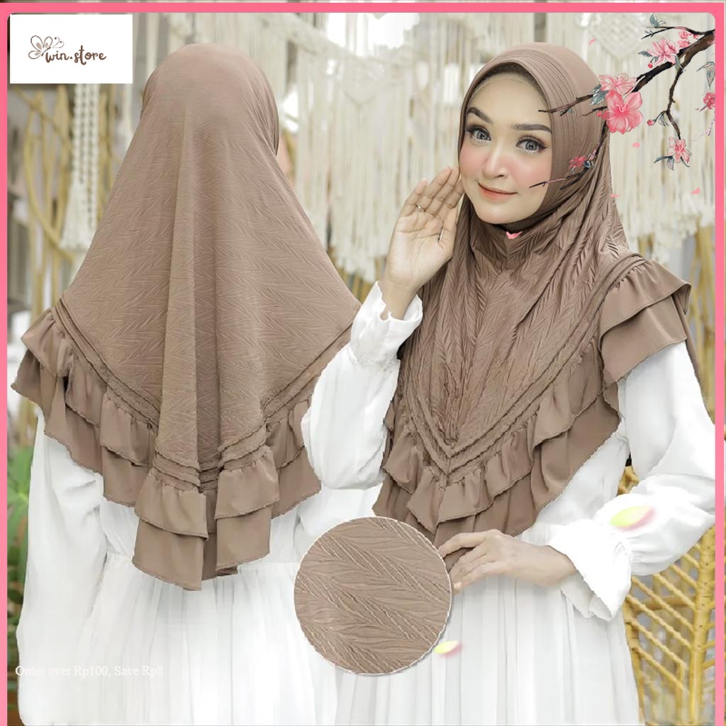 Hijab Terbaru / Bergo Ped Instan Plisket Padi - Hijab Layer Rempel Plisket Jersey Premium