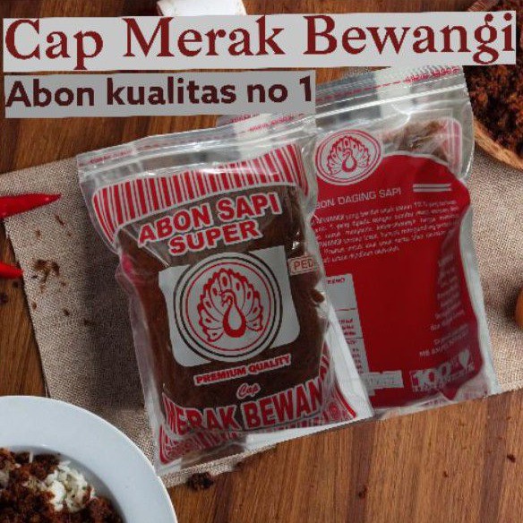 

Abon sapi premium merak bewangi pouch merah 250 gram