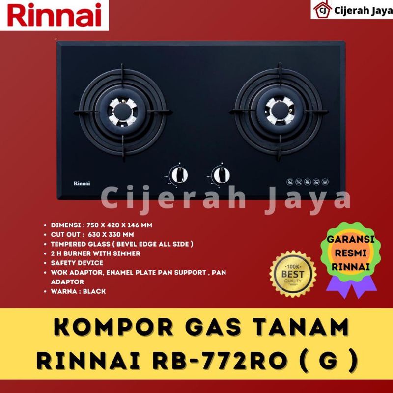 PROMO BIG SALE RINNAI BUILT-IN GAS HOB KOMPOR GAS TANAM 2 TUNGKU RINNAI RB 772 ROG RB772ROG RB 772 R