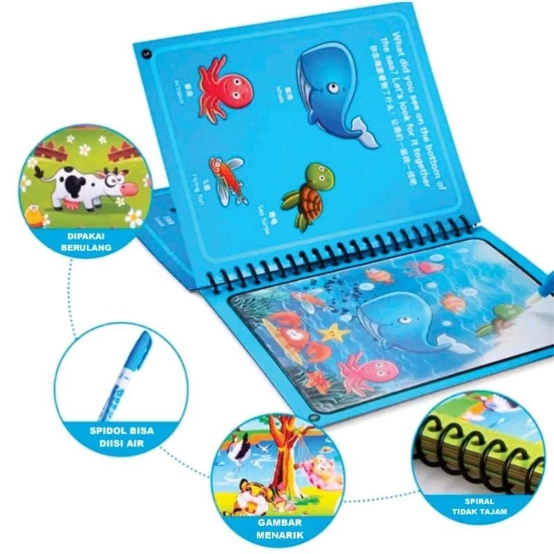 

Magic Water Book Buku Mewarnai Air Magic Water Drawing Painting Book Buku