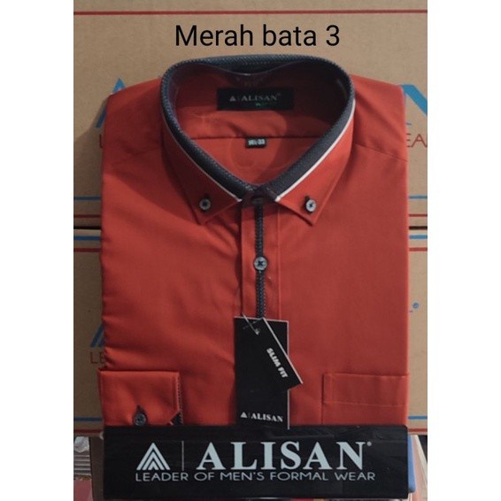 KEMEJA SLIM FIT ALISAN KOMBI 100% ORIGINAL MERAH BATA 3 - Merah Bata 3, S