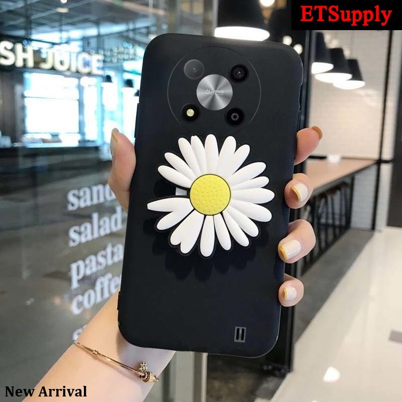 Phone case casing For ZTE Blade A71 A72 A73 Back Cover Soft Glossy Back Casing + Chrysanthemum Brack