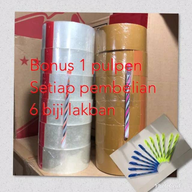 

1 ROLL LAKBAN GOAL TAPE 2 INCH 45 MM X 100 YARD 23....PEMBELIAN 6 PC BONUS 1 PULPEN