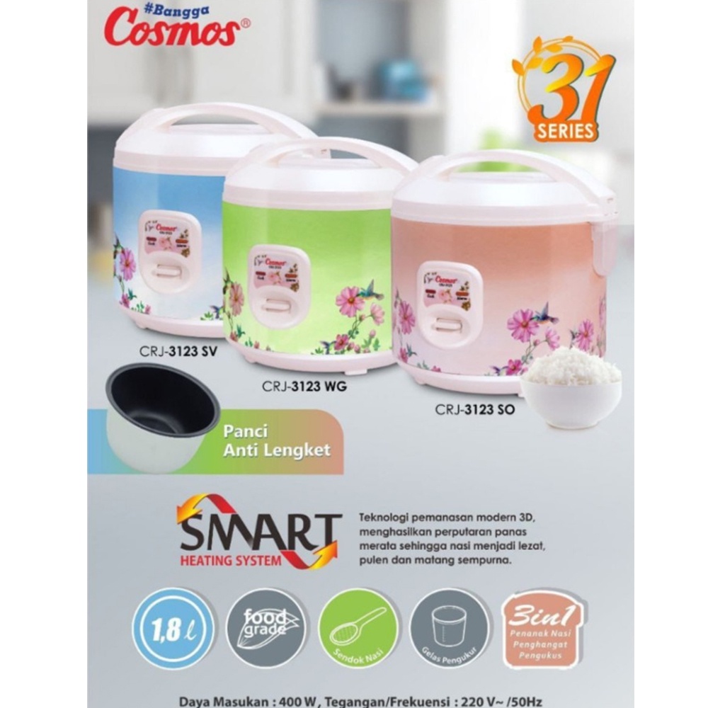Rice Cooker Magic Com COSMOS - CRJ-3123 rice cooker magic com 1,8L merk Cosmos | mejikom cosmos | ri