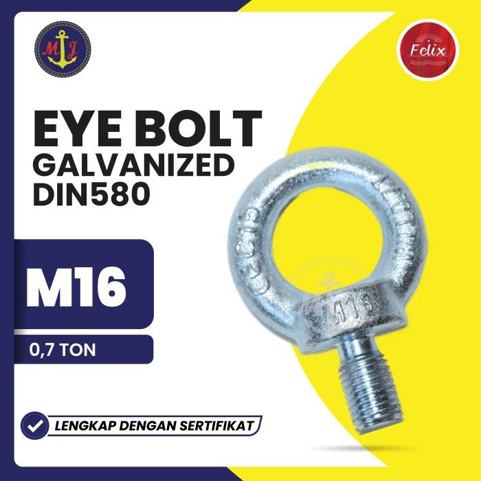 EYE BOLT GALVANIZED DIN580 M16