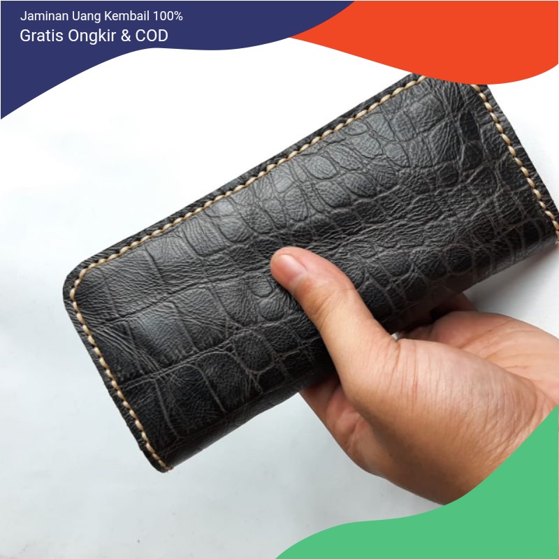 Dompet Pria Kulit Asli Motif Kulit Buaya 100% Original Dompet Kulit Asli Terbaru