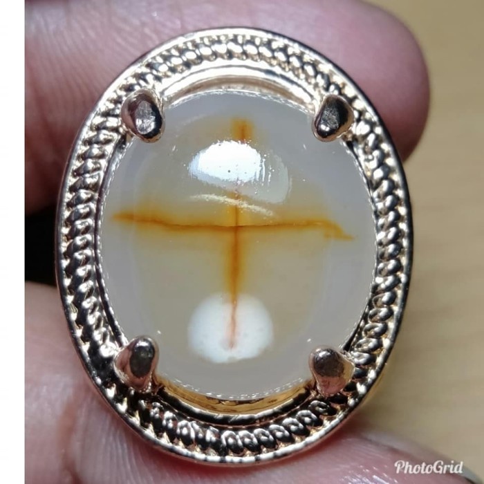 Cincin Batu Akik Gambar Motif Salib Tapak Jalak 1