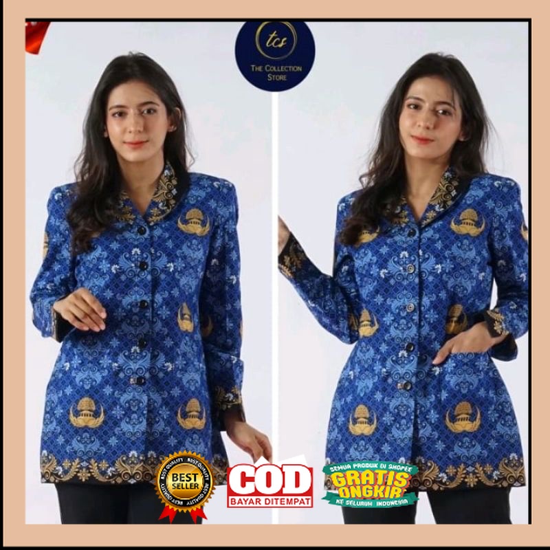 Seragam korpri wanita Terbaru 2022 kerah hitam full furing // baju korpri wanita terbaru kerah hitam