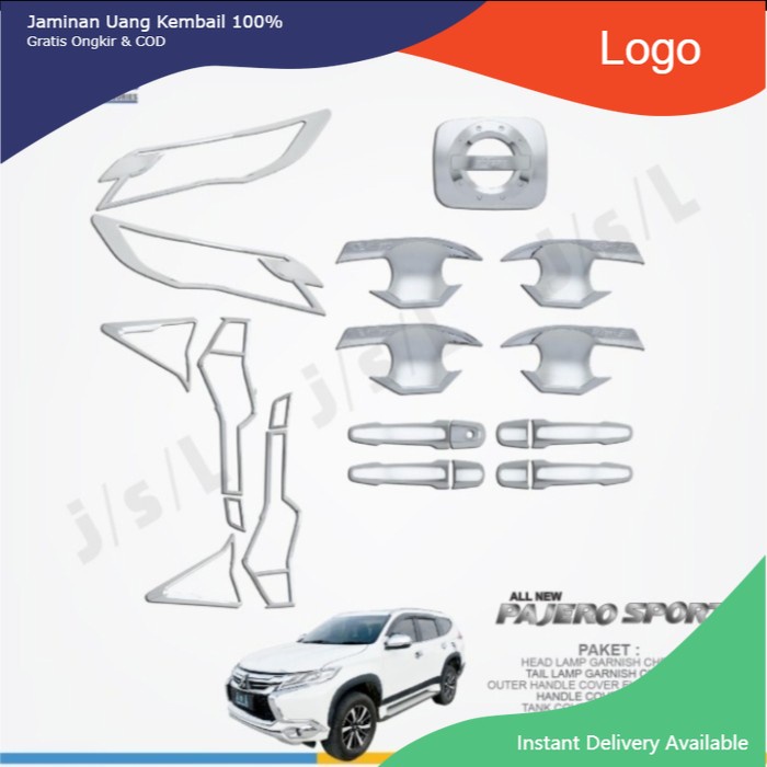 paket garnish outer handle tank cover chrome All new Pajero 2016-2021 Aksesoris mobil