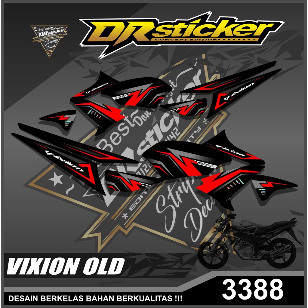 3388 Sticker Striping Lis Vixion Old Variasi Grafis Racing Semi Full - Sticker Striping Vixion Old