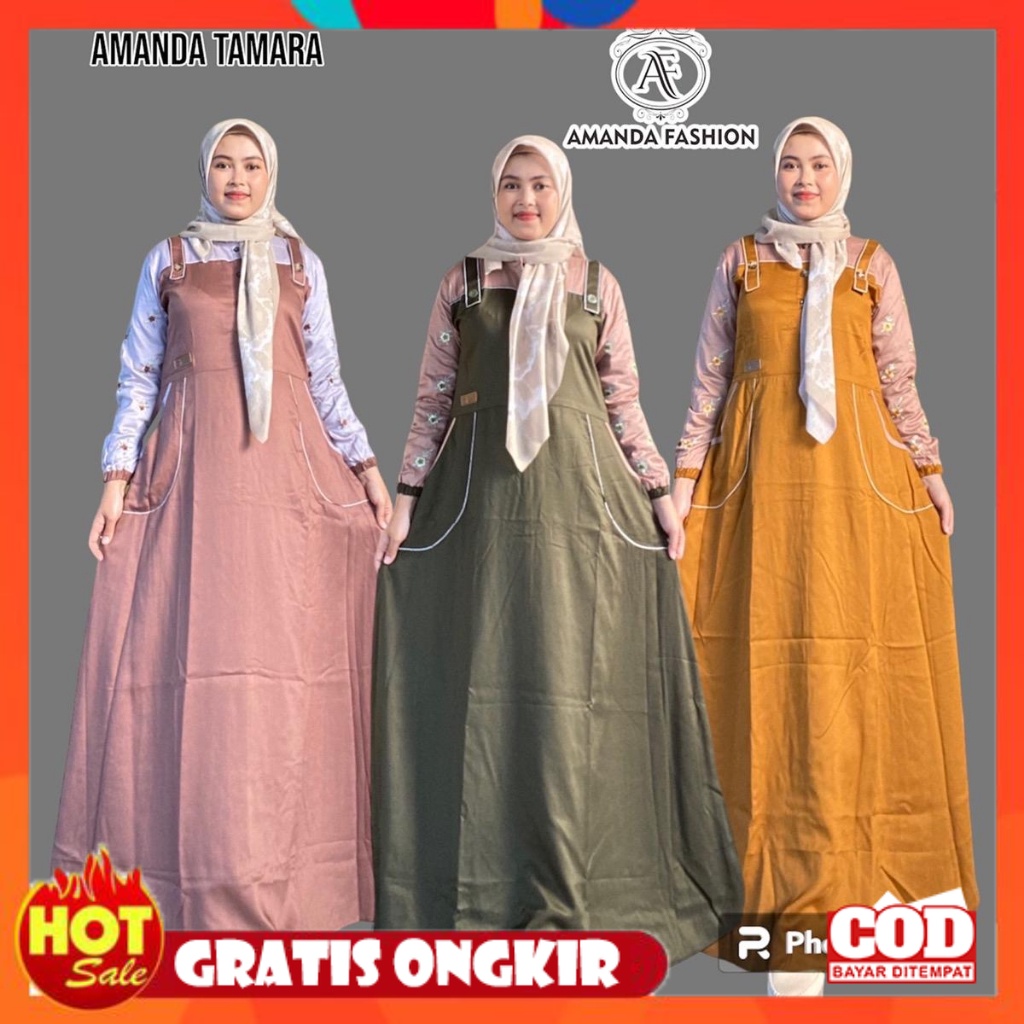 KAIN ADEM HALUS TEBAL / Gamis Amanda Tamara  [Free Bross Akrilik & Hijab] Rayon Twill Premium Warna 