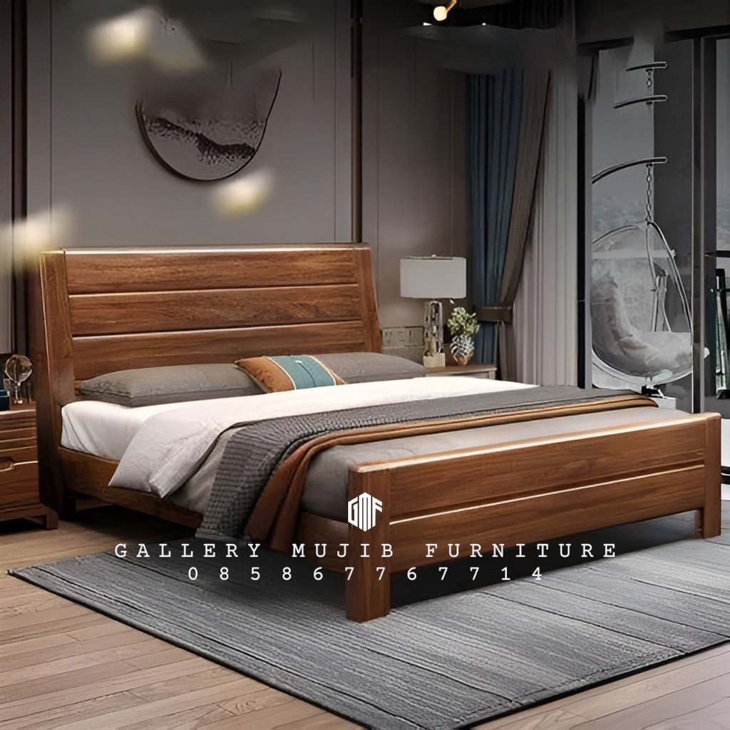 Tempat Tidur Dipan Ranjang Simple Minimalis Kayu Jati Solid - 90x200