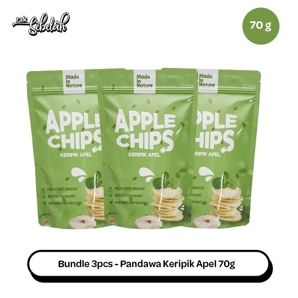 

Bundle 3pcs - Pandawa Keripik Buah Apel 70gr Dried Apple Fruit Chips