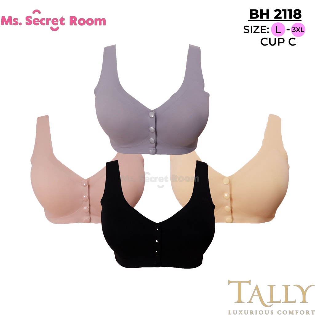 TALLY BRA 2118 BH KANCING DEPAN | TANPA KAWAT | CUP C | BUSA SEDANG | KANCING 4 | FULL CUP | BAHAN N