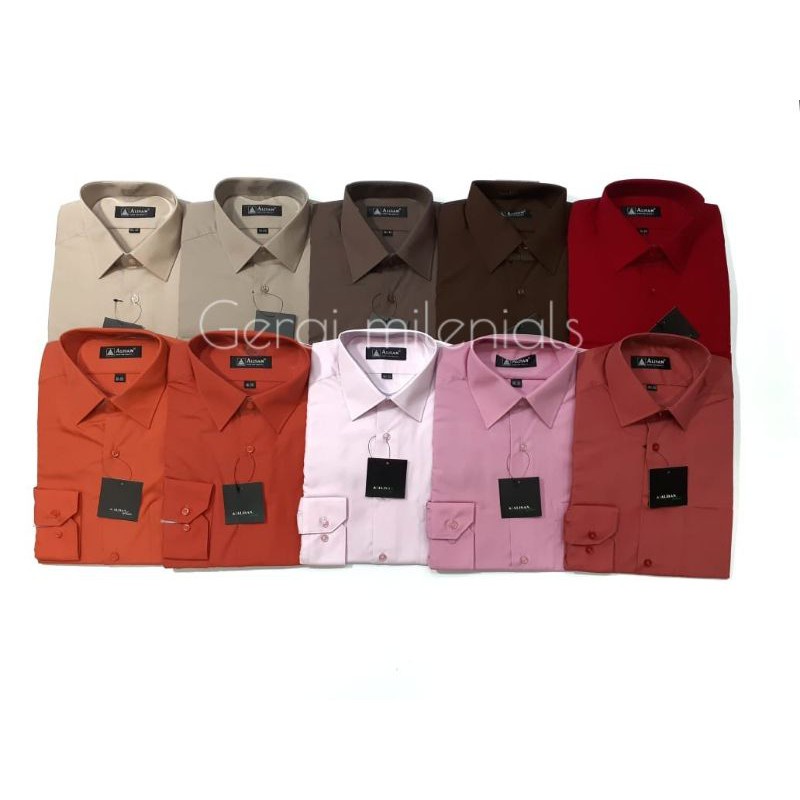 Kemeja ALISAN POLOS Warna Lengan Panjang Reguler Fit Katalog C