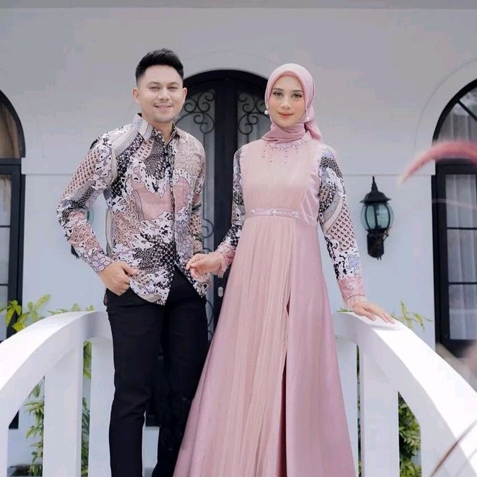Set Couple Gamis Cantika Pink kekinian 2023 / Couple gamis couple kondangan couple pasangan baju cou